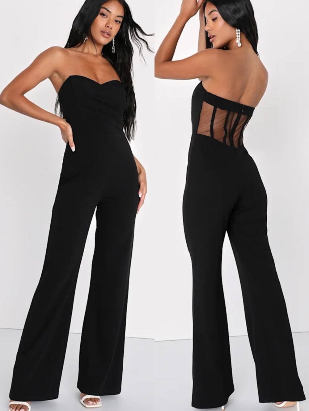 Lulus | Fashionista Nights Black Strapless Bustier Wide-Leg Jumpsuit